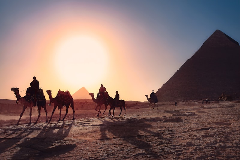 Children at a temple in Egypt in winter sunlight